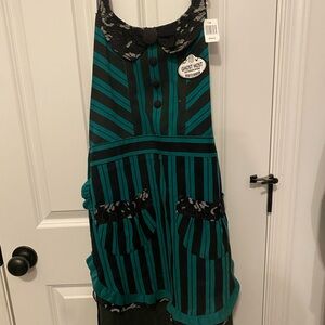Disney Ghost Host Dress with Teal and Black Stripes